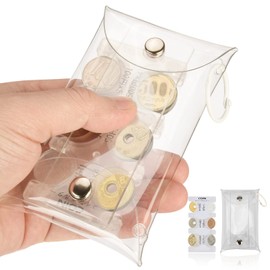 mefeny Coin Holder with Mini Case, Coin Purse, Portable, Chuker, Coin Case, Convenient to Take Out, Pass Case, Commuter Holder, Multi Case, Washable, Easy to Disinfect, Plastic (Clear), transparent