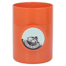 Plastic Fishing Can Cooler with Hand Line Reel Attached Hard Shell Drink Holder Unique Fun Fishing Gift Orange