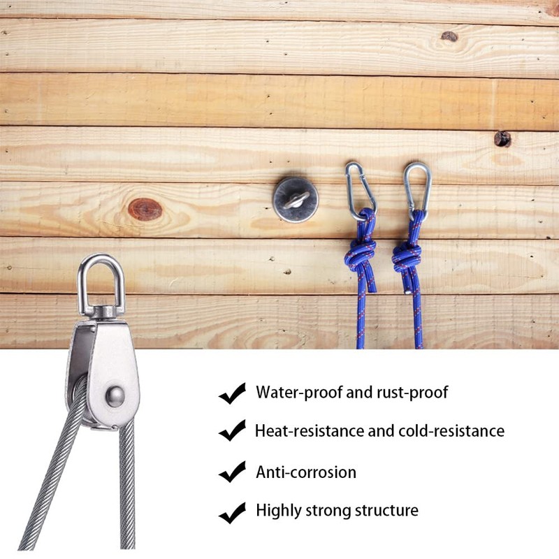 2 Sets 304 Stainless Steel Pulley Block Silver Pulley Roller