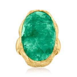 Ross-Simons 16.00 Carat Emerald Ring in 18kt Gold Over Sterling. Size 6