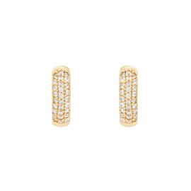NOELANI 2030073 Women's Creole Earrings 925 Sterling Silver with Synthetic Zirconia 1.1 cm, Gold, Comes in Jewellery Gift Box, Sterling Silver, Cubic Zirconia