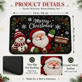 Merry Christmas Door Mat Santa Snowman Non-Slip Christmas Decorations