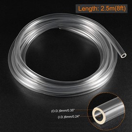 TOP-VIGOR 6mm ID 9mm OD PVC Clear Vinyl Tubing, 2.5M Length Food Grade Flexible Water Pipe, Plastic Tube for Transfer Water, Oil, Air, Powders & Fine Granules