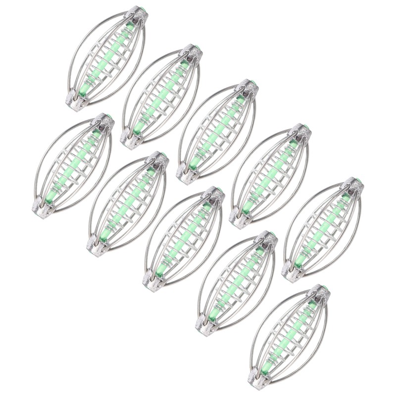 10PCS Stainless Steel Spring Fishing Feeder Bait Cage Holder Tackle