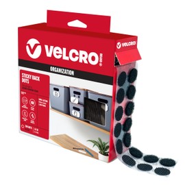 VELCRO Brand 91823 Sticky-Back Fasteners, 3/4-Inch Dia. Coins, Black, 200/BX