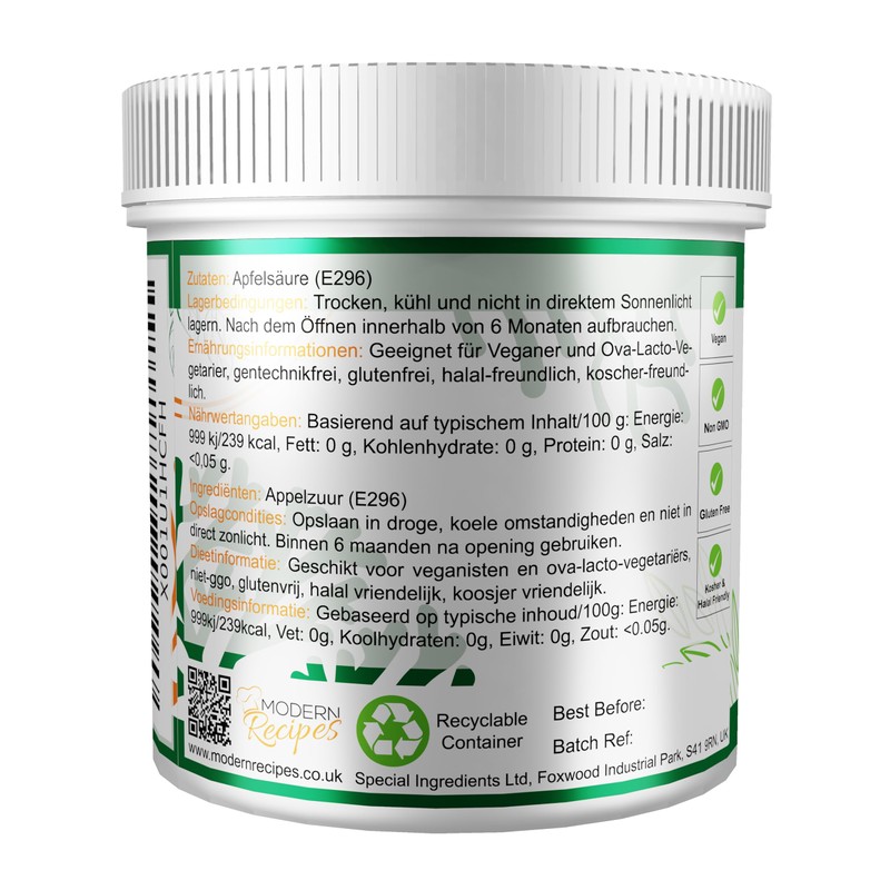 Special Ingredients Malic Acid Powder 500 g Highest Quality (German