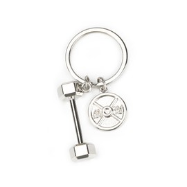 Tranbath Stainless Steel Keyring with Dumbbell Pendant, Gifts for Women, Birthday Gift for Good Friend, Small Gifts, Great Gift for Sports, Ideal for Birthdays and Travel, Silver1