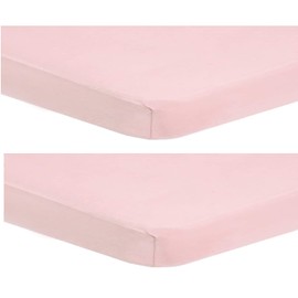 Dudu N Girlie Crib Fitted Sheets 40x90cm - Crib Sheets 100% Cotton Jersey -Hypoallergenic Pram Sheets Breathable Easy Care - Cradle Fitted Sheets (Pack of 2, Pink)