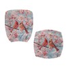 Cadowhimsy Peach Floral Cardinal Bird Print 2 Piece Office Chair
