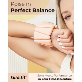kure.fit Wrist Weights | Ankle Weights for Women – 1LB Each | Weighted Bracelet for Yoga, Walking, Running, Pilates, Aerobics, Strength Training | Arm & Leg Bangles Weights | Home Gym Workouts | Golden Sand