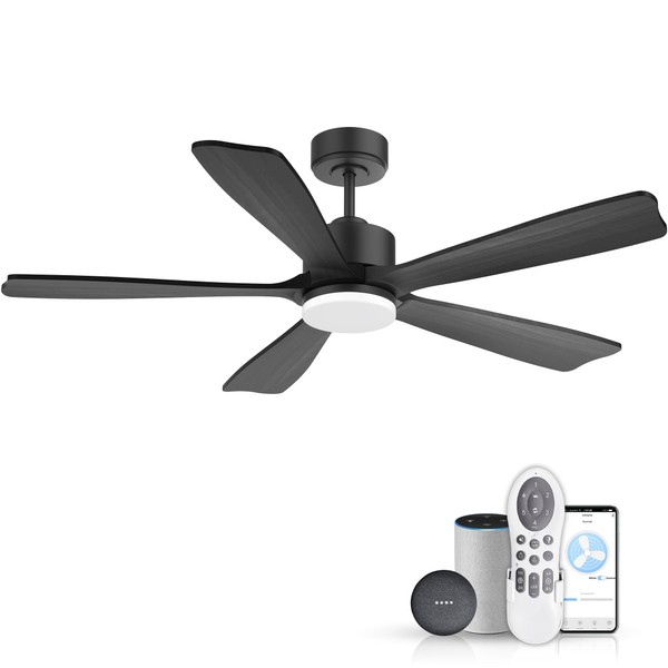 GentleBreeze 52" Wood Smart Ceiling Fans with Lights Remote,Voice Control