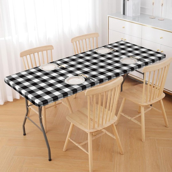 Irisbell Picnic Table Cover Buffalo Plaid Rectangle Table Cloth with