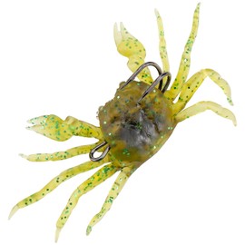 Qerutk Artificial Crab Bait, Fishing Lure Crab, 3D Simulation Crab Soft Bait with Pointed Hooks, For Fresh And Marine Water, Green