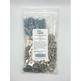 D-Ring Picture Hangers with Screws – 50 Pack Two Hole Wide Strap Hangers for Picture Frames, Photos, Mirrors, Wall Decor, and Paintings – 40 lb Capacity