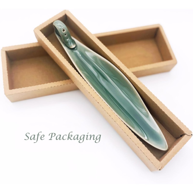 Kintiva Leaf Boat Ceramic Incense Holder, Ash Catcher Burner for
