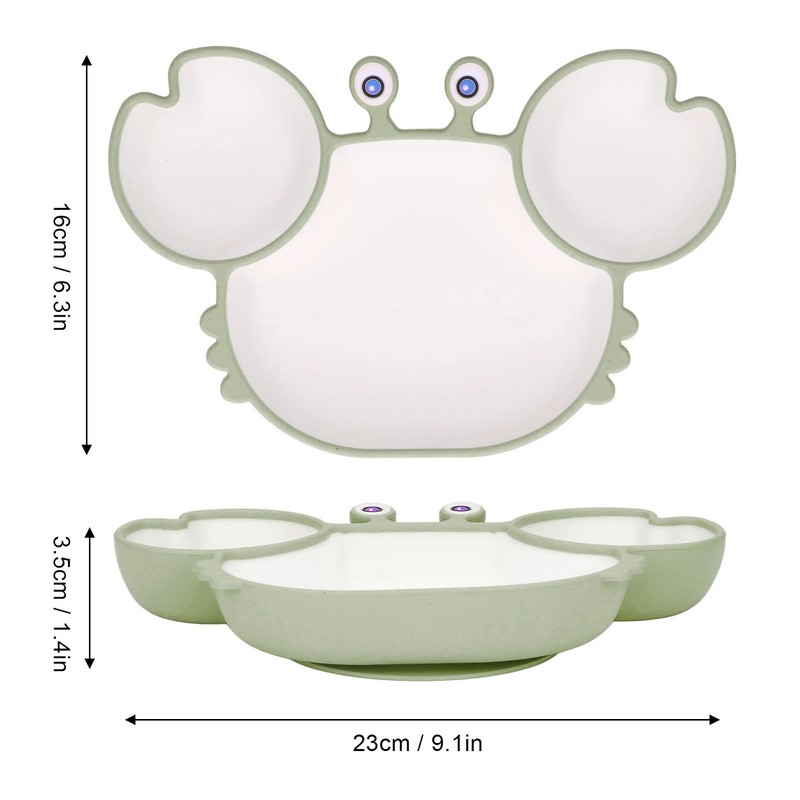 Crab Suction Plate with Suction Cup Base Silicone Divided Plate