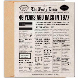 DUGUTUL Vintage 49th Birthday Card, 49 Birthday Decoration, Nostalgic Birthday Card for 49 Years Old Men Women, Retro Happy 49th Birthday Party Decoration, Envelope Included