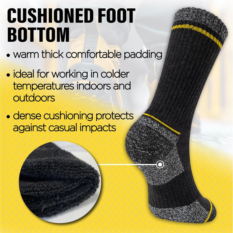 The Essentials Wardrobe Mens 6 Pack Work Socks - Black