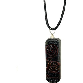 Black Tourmaline Crystal Orgone pendant With wax cord rope chain Energy Generator Perfect Meditation Kit Metaphysically Orgone Gemstone Black Choco Pendant