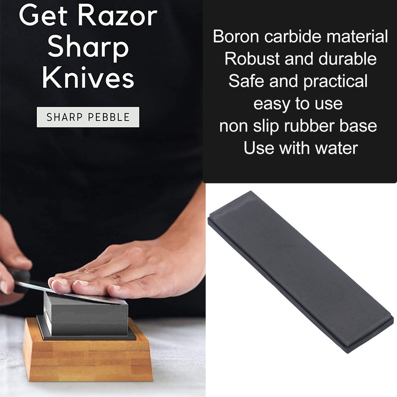 Knife Sharpening Stone with Rubber Base 800 Grit Professional Robust