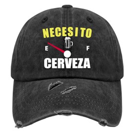 Necesito Cerveza Hats for Men Washed Distressed Baseball Cap Funny Washed Workout Hat Quick Dry