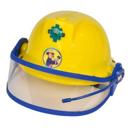Simba 109252365 Fireman Sam Helmet with Function, Yellow, with Light and Siren Sound, Size Adjustment, Diameter: 23 cm, for Children from 3 Years