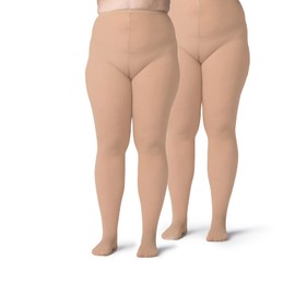 Silky Toes Women's Plus Size Blackout Thick Tights Heavy Opaque Microfiber Winter Tights- 2 Pairs (7/8, Natural)