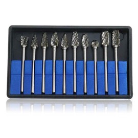 LUYING Carbide Bar Router Bit, 10 Types, Case Included, Set of 10, Tungsten Carbide Router Bit, Carbide Drill Bit, 0.1 inch (3 mm), Shaft, Blade Width 0.2 inch (6 mm) (2 mm Long)