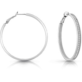 Guess 32023477 Women's Creole Earrings Stainless Steel Zirconia, Non-Precious Metal, No Gemstone