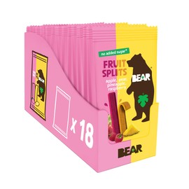 BEAR Real Fruit Snack Splits - Gluten Free, Vegan, and Non-GMO - Raspberry and Pineapple – Healthy School And Lunch Snacks For Kids And Adults, 0.7 Ounce (Pack of 18)