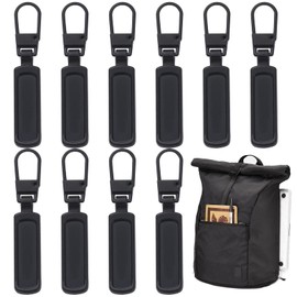 10PCS Zipper Pull Replacement Black Zip Repair Kit Zip Puller Replacement Universal Durable Zipper Slider Zipper Pull Tab Detachable Metal Zip Pulls for Purse Clothes Jeans Suitcase Luggage Pants Coat