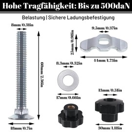 EUIOOVM Screw Fitting Airline Rail M8 x 60 Black Airline Fitting End Fitting Lashing Rail Accessories 500daN Single End Fitting for Lashing Rails Caravan Accessories Pack of 12