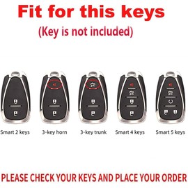 TECART Key Fob Cover with Keychain,Zinc alloy Key Case Shell Full Protection Fit for Chevy Equinox Malibu Camaro Cruze Blazer Traverse Trax 2/3/4/5 Buttons L Key Holder Black