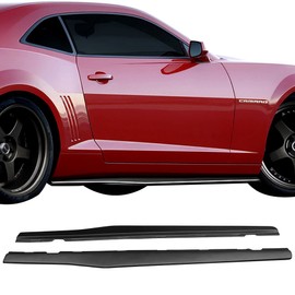 Side Skirts Compatible With 2010-2015 Chevy Camaro LS, LT, SS Only, Ikon Style Black PP Sideskirt Rocker Moulding Air Dam Chin Splitter by IKON MOTORSPORTS, 2011 2012 2013 2014