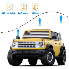 Moricere Upgrade Windshield Sun Shade with USA Flag for Ford Bronco 2021-2023, Foldable Windshield Sun Visor Blocks UV Rays