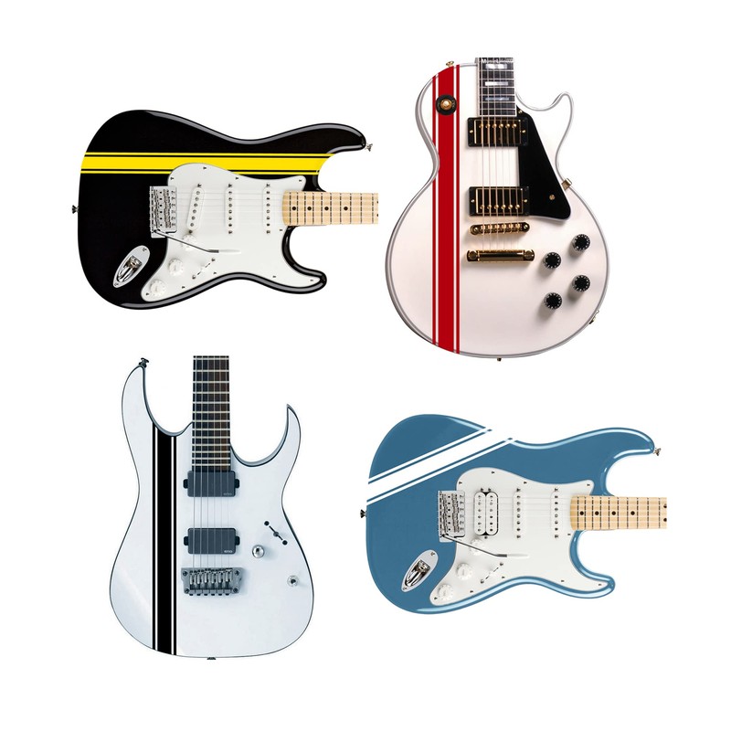 Guitar or Bass Racing Strip Sticker Set Fits All Guitars