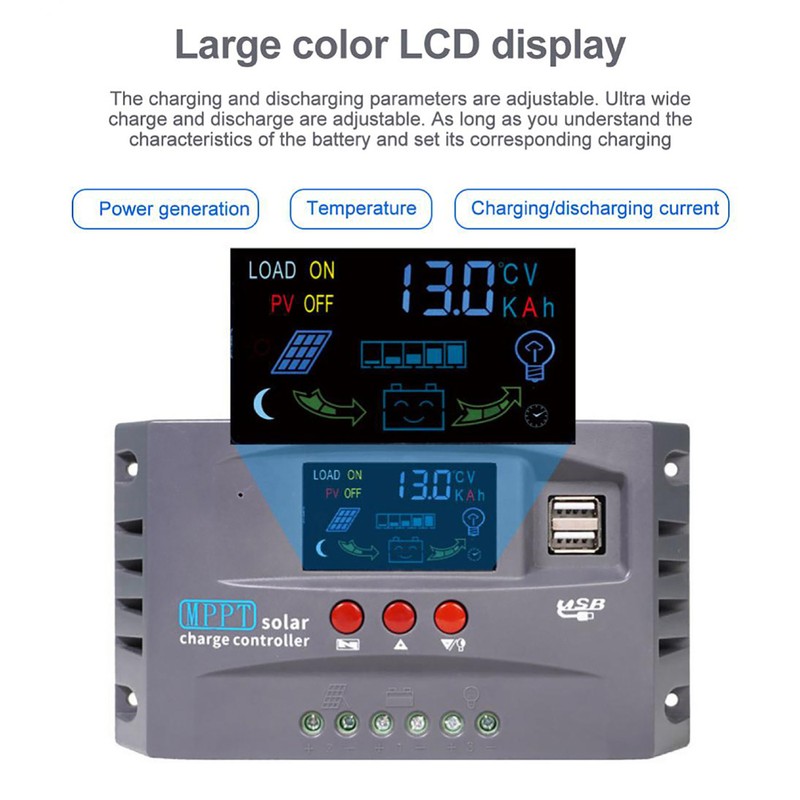 Solar Controller 12Volt/24Volt Automatic Identification Solar ReCharger LCD Display Solar