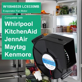 W10846539 Evaporator Fan Motor Fit for Whirlpool KitchenAid JennAir Maytag Kenmore Refrigerator, Replaces W10460280 W10667566 PS11731053 AP5989655, Appliance Blower Motor Part Model LC9330MB DC14V