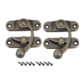 sourcing map Pack of 2 Antique Vintage Quick Lock Right Latch Hook Hasp Latch 42 mm x 36 mm Swing Bolt Bronze with Screws