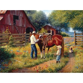 SUNSOUT INC - Learning The Ropes - 500 pc Large Pieces Jigsaw Puzzle by Artist: Mark Keathley - Finished Size 19.25" x 26.625" - MPN# 53084