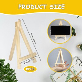 Pack of 8 Mini Easel, Wooden Table Easel, Picture Frame Display Easel, Small Easel, Table Decoration, Triangle Foldable Wooden Easel, Wooden Easel Triangle for Wedding, Birthday, Party