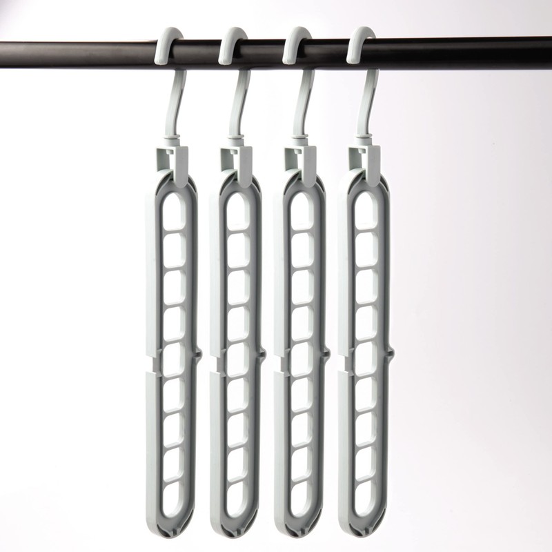 Set of 4 Space Saving Clothes Hangers - Grey Durable