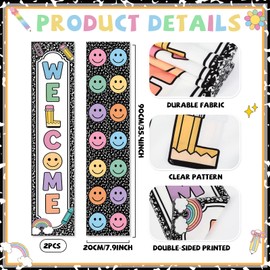 2 Pcs Composition Notebook Classroom Door Window Cover Smiley Face Motivational Blackout Lockdown Shades Glass Curtains Darkening Roller Drapes for Back To School Teacher Office Nursery Room Supplies