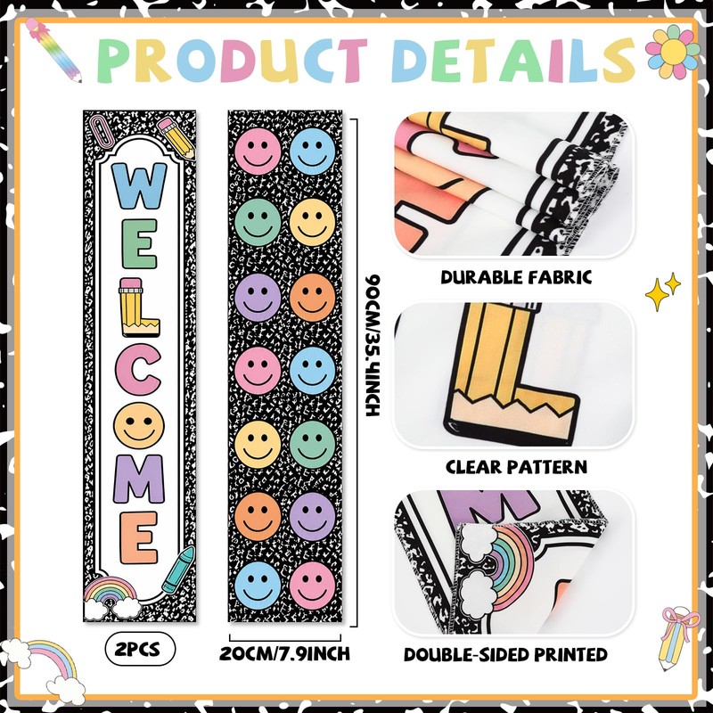 2 Pcs Composition Notebook Classroom Door Window Cover Smiley Face