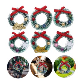 SAFIGLE 6pcs artificial Sisal silk mini accessories Toy mini wreath ornament crafts miniatures for crafts elder doll house house Front door Resin Crafts wreath Model small xmas wreath