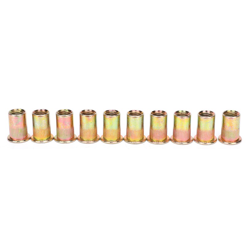 100Pcs Rivet Insert Nut M10 Carbon Steel Color Plated Zinc