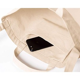 Printstar Tote Bag TSH Canvas Shoulder Tote with Pockets, natural