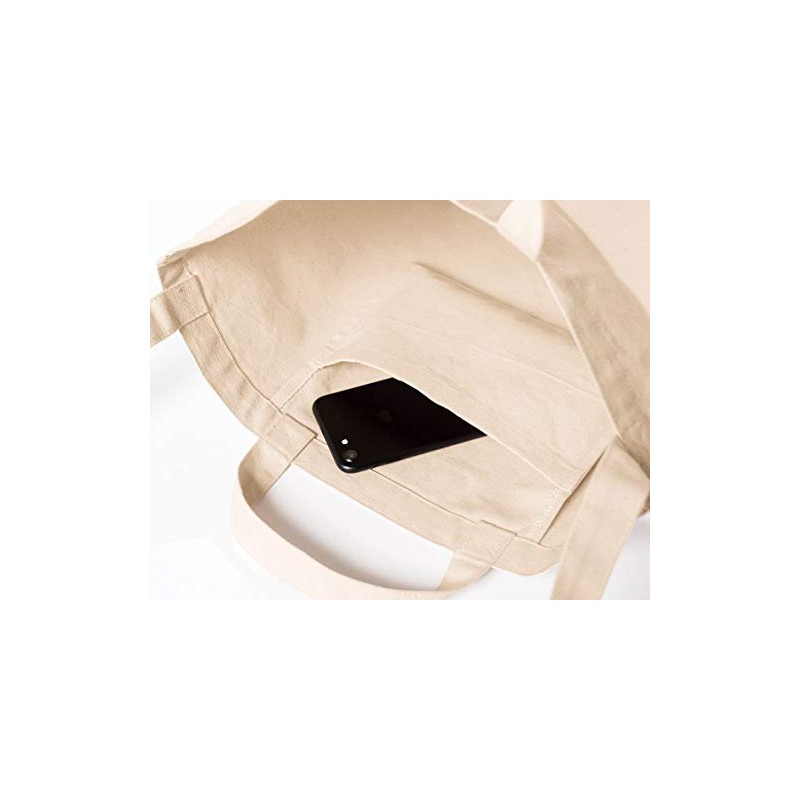 Printstar Tote Bag TSH Canvas Shoulder Tote with Pockets, natural