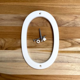 5 Inch Modern Plastic House Numbers and Letters with hardware included. Black and White Arrows, North South East West, Unit A B, No.- Dash, 1/2 (0, WHITE)