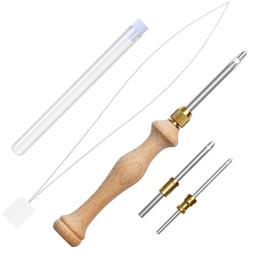 Handle Punch Needle, 2.5 mm/3 mm/5 mm Punch Needle, Metal Tube Punch Needle Kit, Wooden Punch Needle, Wooden Embroidery Pen, Embroidery Pen Made of Wooden Handle